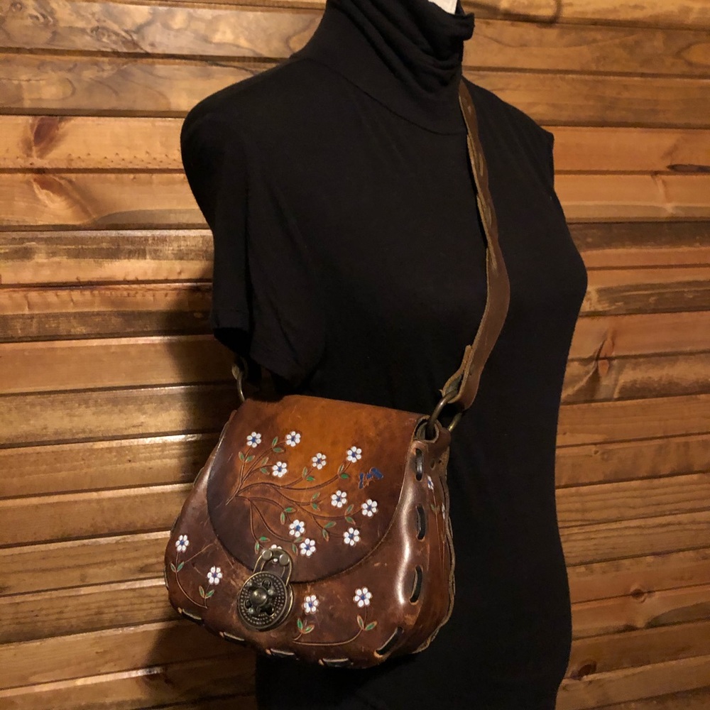 EUC 60-70’s Rare Leather by Canale Hippie Bag - Picture 6 of 8